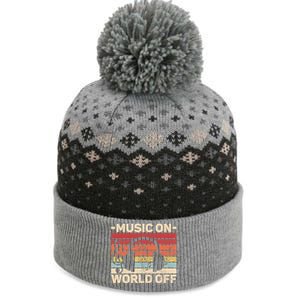 Music On World Off Music Lovers Musician Outfit EDM Music DJ The Baniff Cuffed Pom Beanie