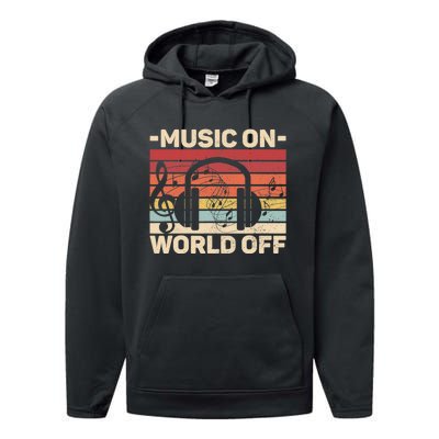 Music On World Off Music Lovers Musician Outfit EDM Music DJ Performance Fleece Hoodie