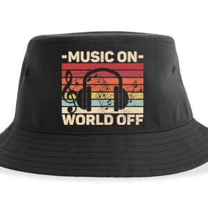 Music On World Off Music Lovers Musician Outfit EDM Music DJ Sustainable Bucket Hat