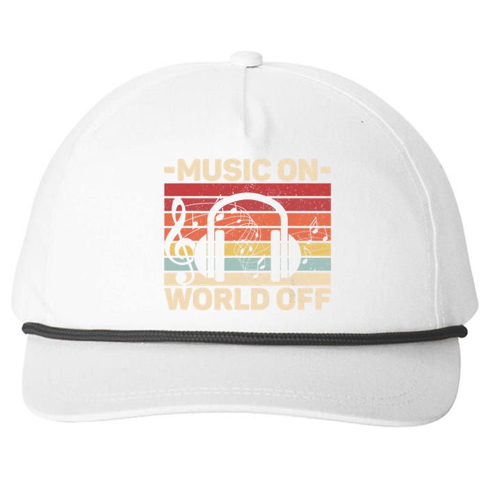 Music On World Off Music Lovers Musician Outfit EDM Music DJ Snapback Five-Panel Rope Hat