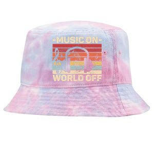 Music On World Off Music Lovers Musician Outfit EDM Music DJ Tie-Dyed Bucket Hat