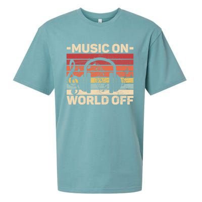 Music On World Off Music Lovers Musician Outfit EDM Music DJ Sueded Cloud Jersey T-Shirt