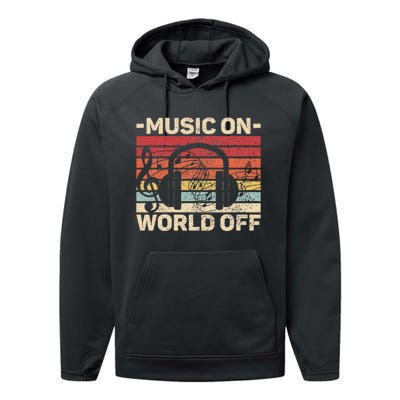 Music On World Off Music Lovers Musician Outfit Edm Music Dj Performance Fleece Hoodie