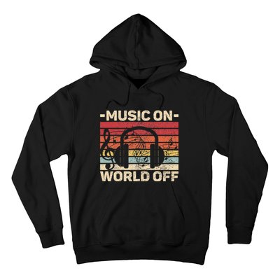 Music On World Off Music Lovers Musician Outfit Edm Music Dj Hoodie