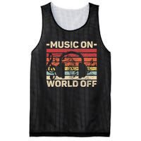 Music On World Off Music Lovers Musician Outfit Edm Music Dj Mesh Reversible Basketball Jersey Tank