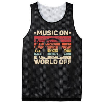 Music On World Off Music Lovers Musician Outfit Edm Music Dj Mesh Reversible Basketball Jersey Tank