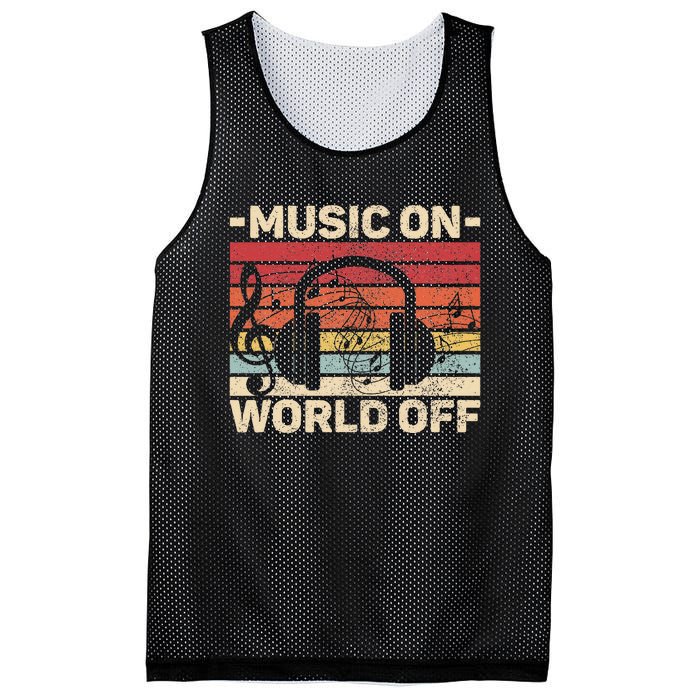 Music On World Off Music Lovers Musician Outfit Edm Music Dj Mesh Reversible Basketball Jersey Tank