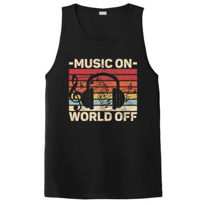 Music On World Off Music Lovers Musician Outfit Edm Music Dj PosiCharge Competitor Tank