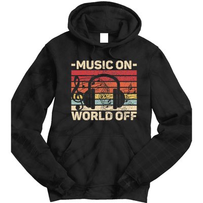 Music On World Off Music Lovers Musician Outfit Edm Music Dj Tie Dye Hoodie