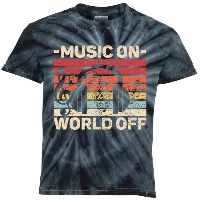 Music On World Off Music Lovers Musician Outfit Edm Music Dj Kids Tie-Dye T-Shirt