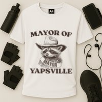 Mayor Of Yapsville Retro Racoons Western Hats Cooling Performance Crew T-Shirt
