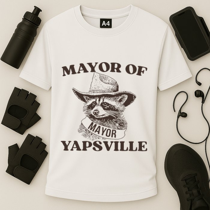 Mayor Of Yapsville Retro Racoons Western Hats Cooling Performance Crew T-Shirt
