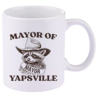 Mayor Of Yapsville Retro Racoons Western Hats 11oz C Handle Ceramic Mug