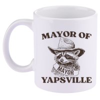 Mayor Of Yapsville Retro Racoons Western Hats 11oz C Handle Ceramic Mug