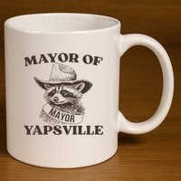 Mayor Of Yapsville Retro Racoons Western Hats 11oz C Handle Ceramic Mug