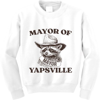 Mayor Of Yapsville Retro Racoons Western Hats Kids Sweatshirt