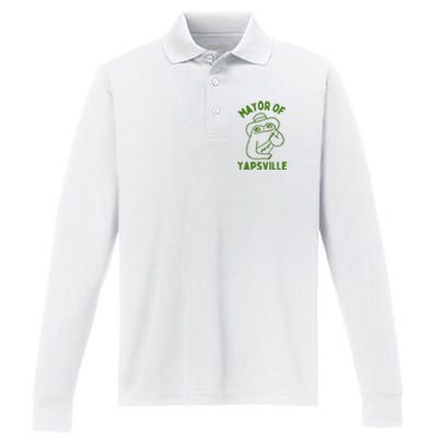 Mayor Of Yapville Performance Long Sleeve Polo