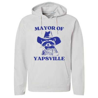 Mayor Of Yapsville Retro Racoons Western Hats Performance Fleece Hoodie