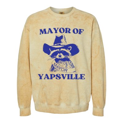 Mayor Of Yapsville Retro Racoons Western Hats Colorblast Crewneck Sweatshirt