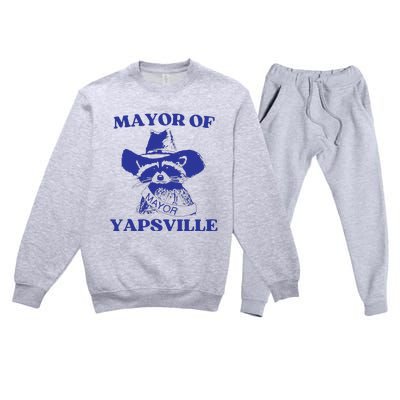 Mayor Of Yapsville Retro Racoons Western Hats Premium Crewneck Sweatsuit Set