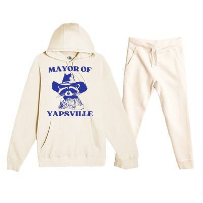 Mayor Of Yapsville Retro Racoons Western Hats Premium Hooded Sweatsuit Set