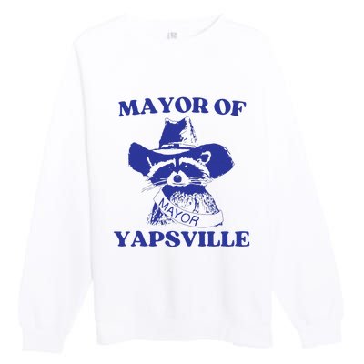 Mayor Of Yapsville Retro Racoons Western Hats Premium Crewneck Sweatshirt