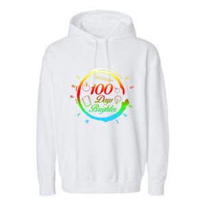 My Pregiftk 100 Days Of School Brighter Teacher Student Gift Garment-Dyed Fleece Hoodie