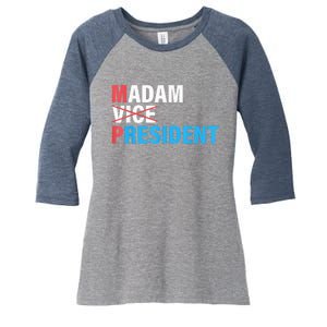 Madam President 2024 Women's Tri-Blend 3/4-Sleeve Raglan Shirt