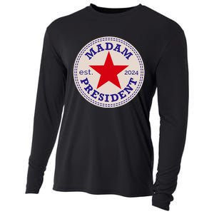 Madam President 2024 Funny Kamala Harris Star Cooling Performance Long Sleeve Crew