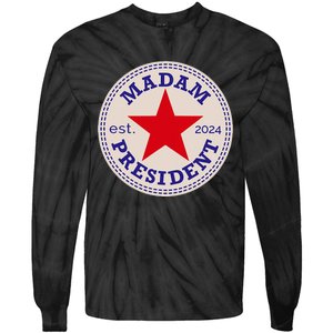 Madam President 2024 Funny Kamala Harris Star Tie-Dye Long Sleeve Shirt