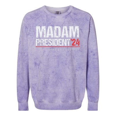 Madam President 2024 Feminist Women Vice President Colorblast Crewneck Sweatshirt