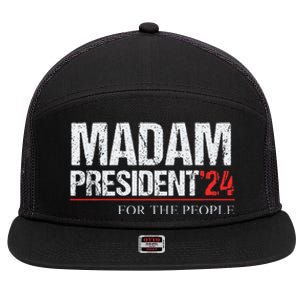 Madam President 2024 Feminist Women Vice President 7 Panel Mesh Trucker Snapback Hat