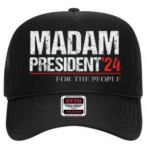 Madam President 2024 Feminist Women Vice President High Crown Mesh Back Trucker Hat