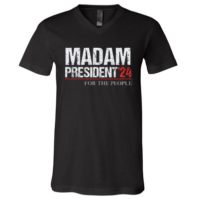 Madam President 2024 Feminist Women Vice President V-Neck T-Shirt