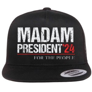 Madam President 2024 Feminist Women Vice President Flat Bill Trucker Hat