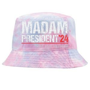 Madam President 2024 Feminist Women Vice President Tie-Dyed Bucket Hat