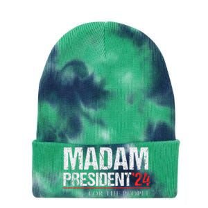 Madam President 2024 Feminist Women Vice President Tie Dye 12in Knit Beanie