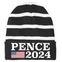 Mike Pence 2024 For President Mike Pence 2024 Striped Beanie with Solid Band