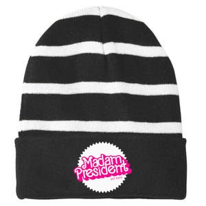 Madam President 2024 Kamala Harris Striped Beanie with Solid Band