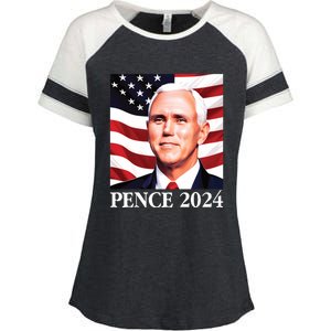 Mike Pence 2024 Presidential Portrait Enza Ladies Jersey Colorblock Tee