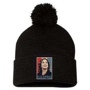 Madam President 2024 ItS About Madam Time Pom Pom 12in Knit Beanie