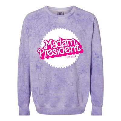 Madam President 2024 Funny Cute Kamala Harris Colorblast Crewneck Sweatshirt