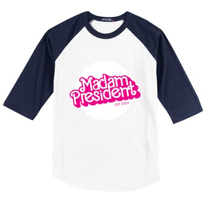 Madam President 2024 Funny Cute Kamala Harris Baseball Sleeve Shirt