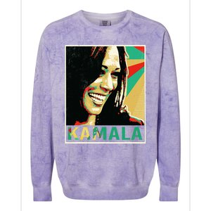 Madam President 2024 Kamala Harris Laughing Portrait Colorblast Crewneck Sweatshirt