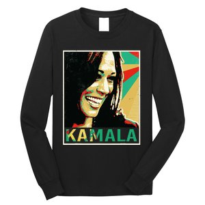 Madam President 2024 Kamala Harris Laughing Portrait Long Sleeve Shirt