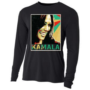 Madam President 2024 Kamala Harris Laughing Portrait Cooling Performance Long Sleeve Crew