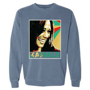 Madam President 2024 Kamala Harris Laughing Portrait Garment-Dyed Sweatshirt