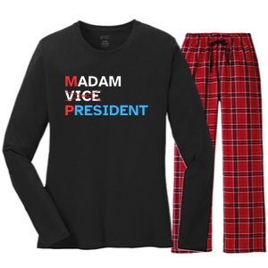 Madam President 2024 Kamala Harris Women's Long Sleeve Flannel Pajama Set 