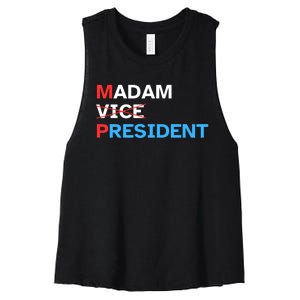 Madam President 2024 Kamala Harris Women's Racerback Cropped Tank