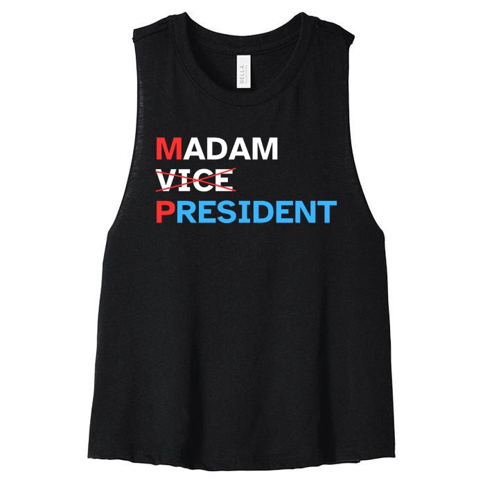 Madam President 2024 Kamala Harris Women's Racerback Cropped Tank